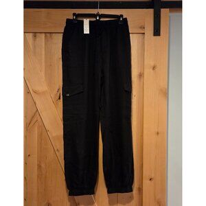 New! Black Size M Francescas Blue Rain Cargo Jogger Tencel 28x29 Drawstring